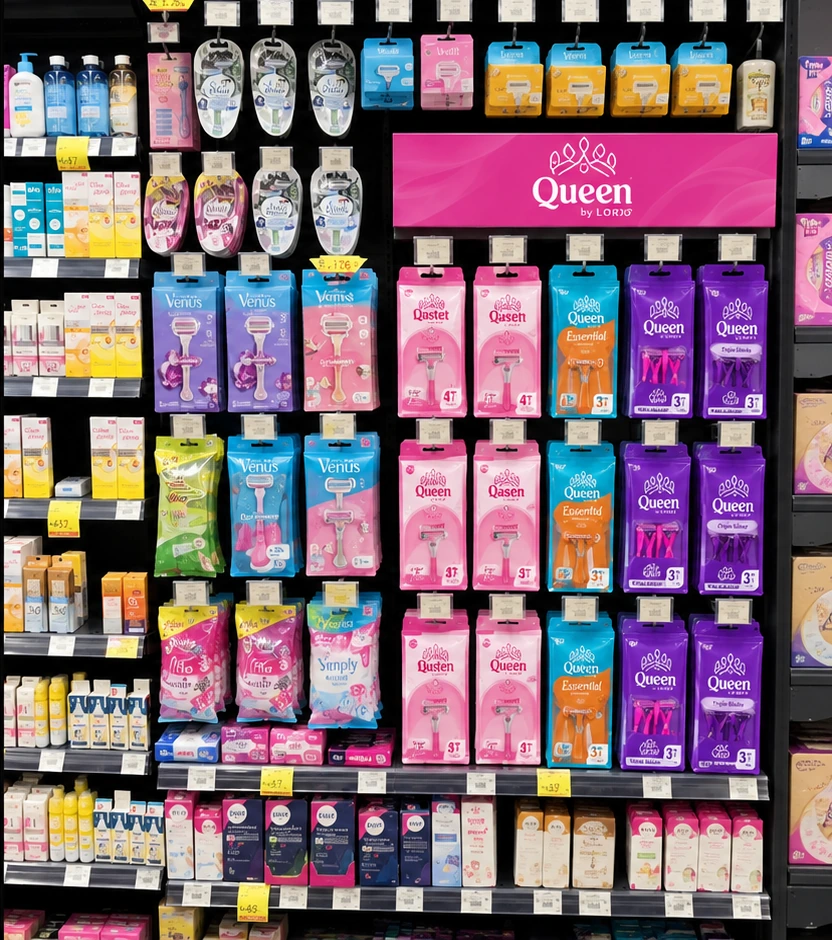 Women's shaving, the Queen block on the shelf
